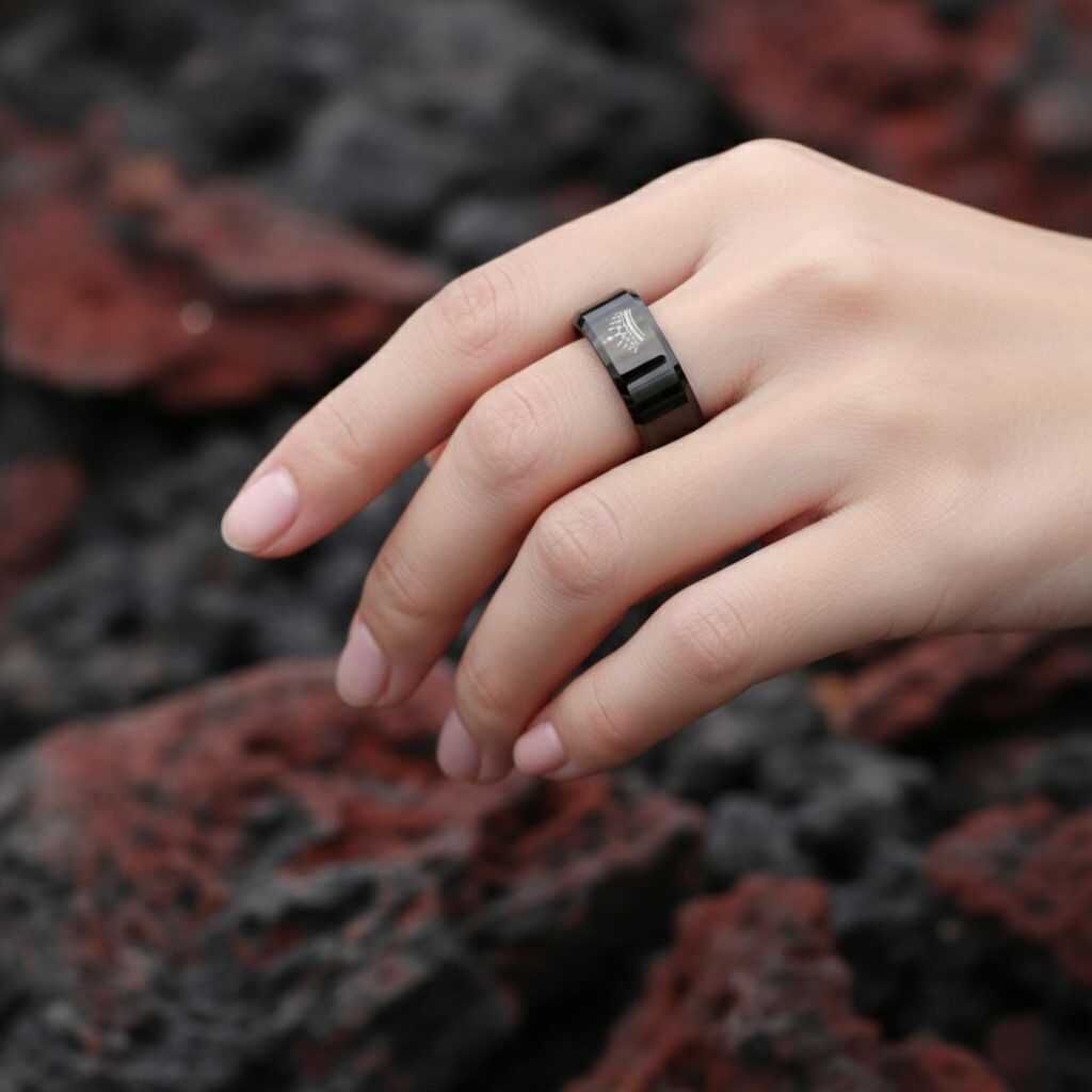 Her King His Queen Tungsten Couple Rings, Black Crown Wedding Band Set (4mm, 6mm)